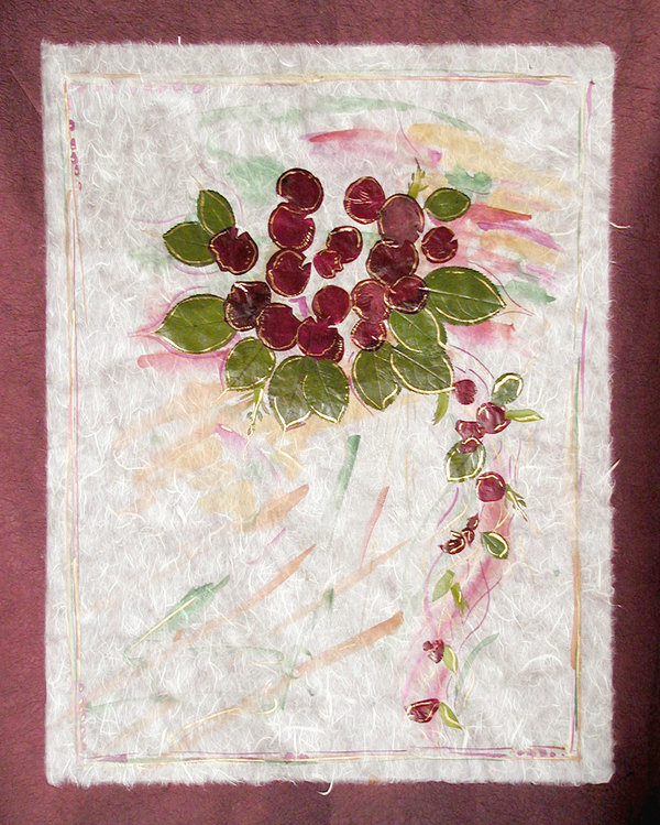 Seidenpapiere und echte Blüten und Blätter
