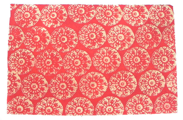 Batik Papier, Schneeflocken rot