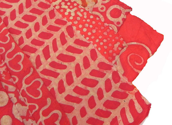 3 rote Batikpapiere ab Mitte Oktober lieferbar