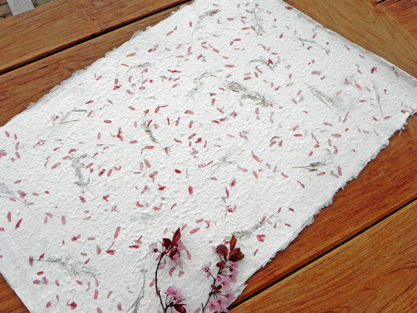 Kozo Papier mit Tamarindblättern, rosarot