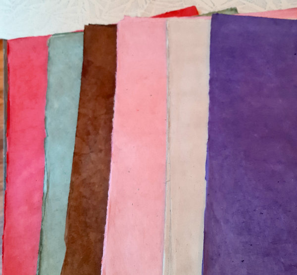 6 Lokta-Papiere verschiedene Farben
